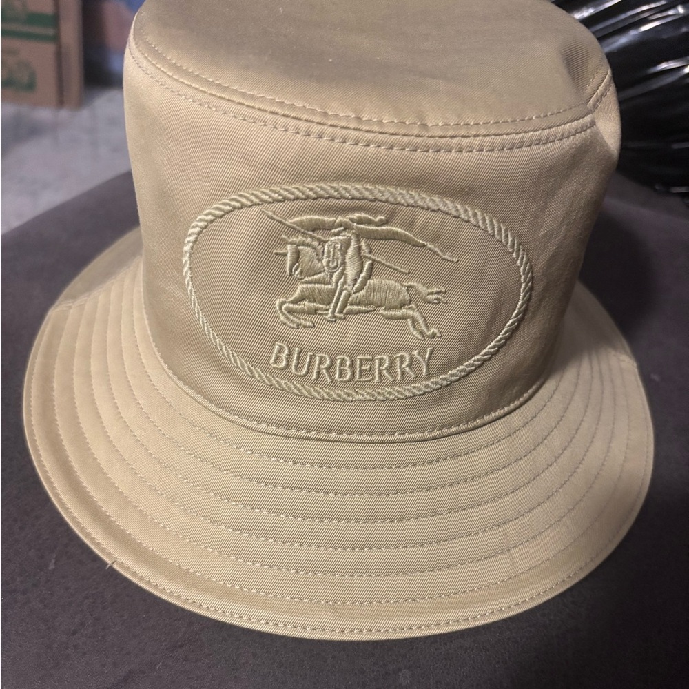 Burberry Tan Bucket Hat with Logo